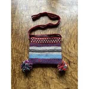 Peru Machu Picchu Crochet Handmade Purse. Red /black/blue Crossbody Black Lining
